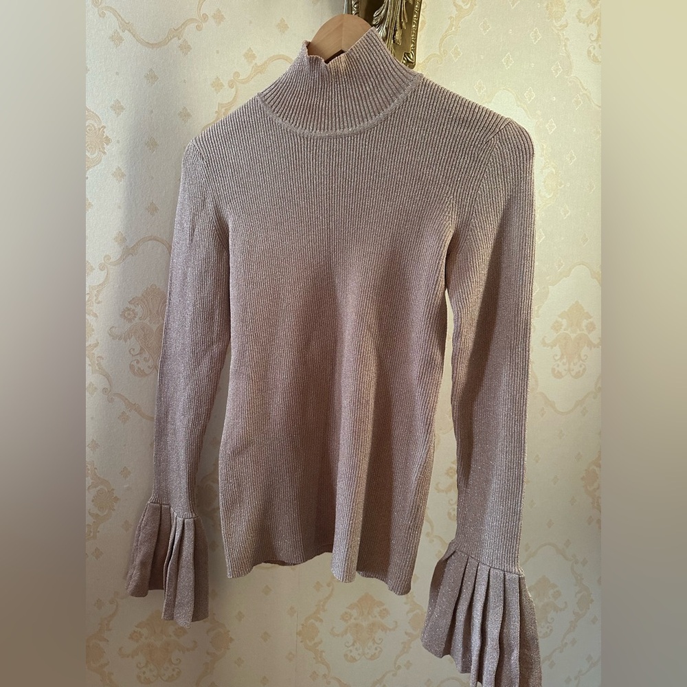 Carven Metallic Ribbed Knit Top medium